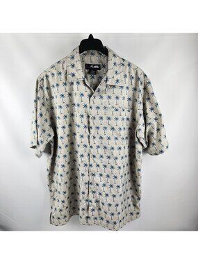 Fubu Shirt Mens XL Multi Tropical Print Stretch Vintage S/S Button Up